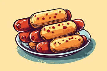 Corn dog illustration .Food illustration. Generative AI
