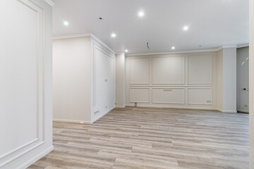 Empty apartment with modern renovation, unfurnished. Real photo