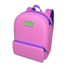 Backpack for school supplies on a white background. 3D rendering