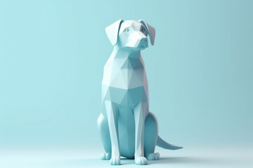 Abstract polygonal dog on blue background.