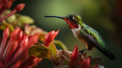 hummingbird and flower by generative ai