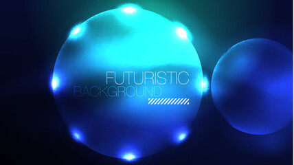 Circles with bright neon shiny light effects, abstract background wallpaper design