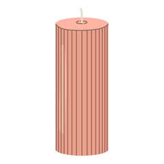 Isolated cartoon high red candle. Modern decoration for home interior, spa, relax. Flat vector illustration on white background