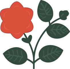 Floral vector set with flat doodle-style abstract flowers and leaves. Collection of hand drawn sketch style flowers