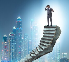 Concept of career ladder with businessman