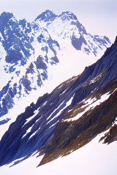 High mountain pass, snow, tension, danger, beauty. Caradhras Pass. generative AI