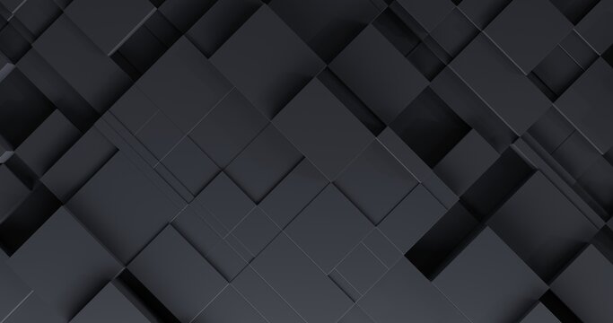 Abstract random space cube wall. Concept Geometric Block Wall moving background. Monochrome background block cube.