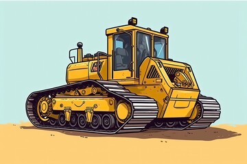 Crawler Buldozer Illustration. Transportation illustration. Generative AI
