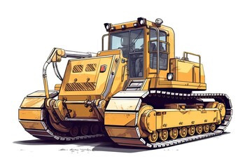 Crawler Buldozer Illustration. Transportation illustration. Generative AI
