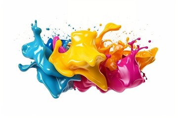 Vibrant Paint Splash on White Background - Colorful Artistic Expression and Creativity, Generative AI
