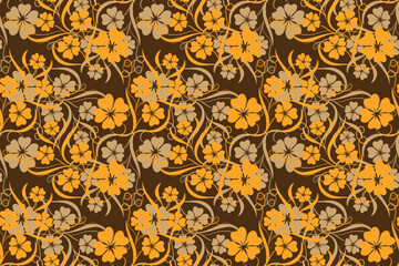 seamless orange brown flower abstract pattern background vector decoration