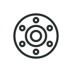 Flange isolated icon, welded neck flange connector vector icon with editable stroke
