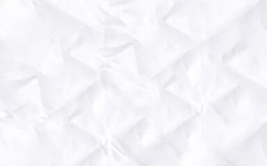 White сlean crumpled paper background. Horizontal crumpled empty paper template for posters and banners. Vector illustration