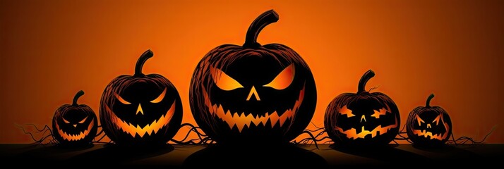 Jack o Lantern art. Vintage halloween pumpkin poster graphic design. scary cartoon decoration holiday drawing Generative AI illustrations