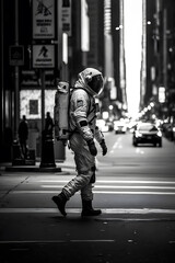 Fototapeta na wymiar Astronaut in der Stadt