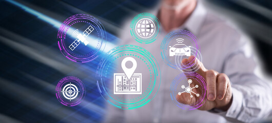 Man touching a gps concept