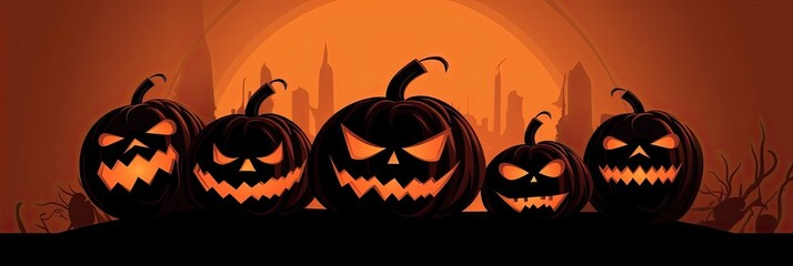 Jack o Lantern art. Vintage halloween pumpkin poster graphic design. scary cartoon decoration holiday drawing Generative AI illustrations