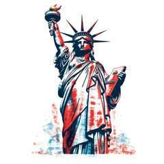 Fototapeta na wymiar Illustration of the Statue of Liberty in New York City. Symbol, emblem, label, logo design. Generative AI.