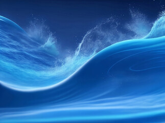 Splash blue flowing wave, Generative AI Illustration.