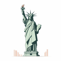 Fototapeta premium Illustration of the Statue of Liberty in New York City. Symbol, emblem, label, logo design. Generative AI.