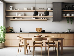 Minimalist Kitchen with Clean Countertops. Generative ai