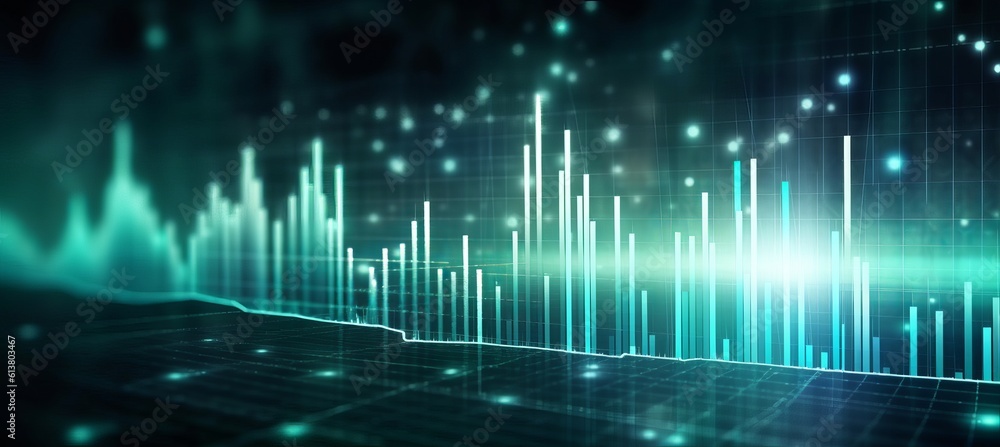 Aufkleber Green chart trader stock business market. Diagram indicator shiny glow data visualization. Generative AI technology.