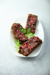 Venison steak tartare on toast