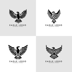 Eagle logo vector. Stylized graphic eagle bird logo template, Vector element for logo, badges or labels design.
