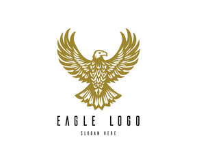 Obraz premium Eagle logo vector. Stylized graphic eagle bird logo template, Vector element for logo, badges or labels design.