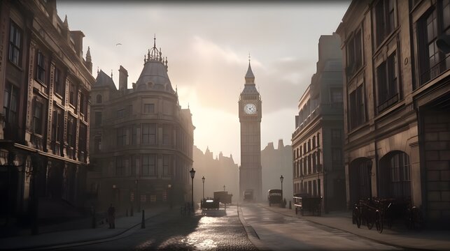 City of London in 1890, London with big ben a century ago