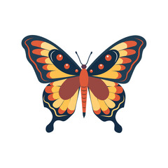 Isolated on white background, a butterfly with colorful decorations on its wings. using vector illustration art