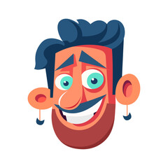 man with a pleasant beard man avatar with a joyful expression using vector illustration art