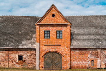 Old abandoned building made by red bricks