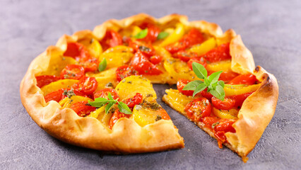 pie with tomato and basil