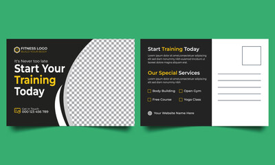 Health Care Postcard Template Design, gym postcard, corporate design