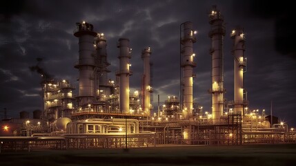 Obraz na płótnie Canvas Oil refinery working at full capacity.Image ai generate. Generative AI