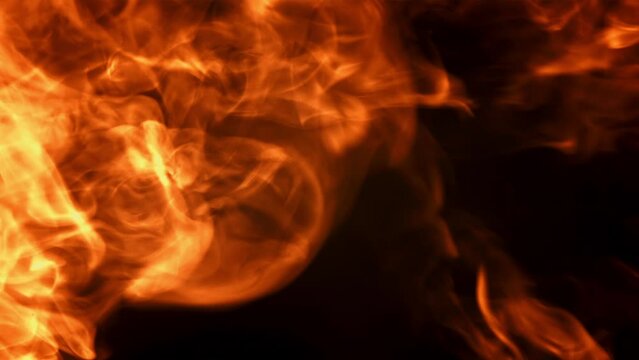 Flames on black background. Filmed is slow motion 1000 fps. High quality FullHD footage