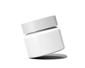 Blank white Plastic Cosmetic Cream Jar isolated on transparent background, prepared for mockup, 3D render.	