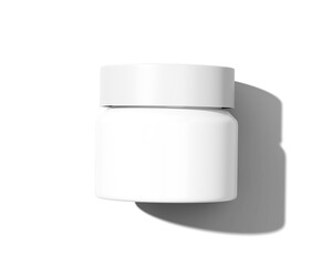 Blank white Plastic Cosmetic Cream Jar isolated on transparent background, prepared for mockup, 3D render.	