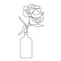 Flower one line drawing art. Continuous line drawing flowers in a vase. Concept hand drawing sketch line.