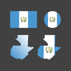 Guatemala national map and flag vectors set....