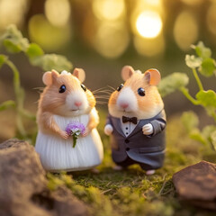 cute hamsters wedding created with generative Ai technology.