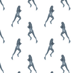 Sports at sunrise pattern.Running.Gymnastics.Morning gym.Watercolor silhouette sport isolated on white background.