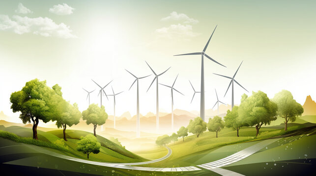 wind turbine and green field