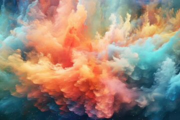 Stunning Nebula With Swirling Clouds Of Colorful Gases. Generative AI