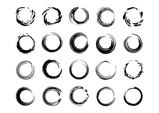 Brush stroke circle grudge vector set (21)
