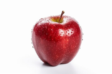 Fototapeta na wymiar Freshness Personified: Red Apple in Sharp Focus against a White Background