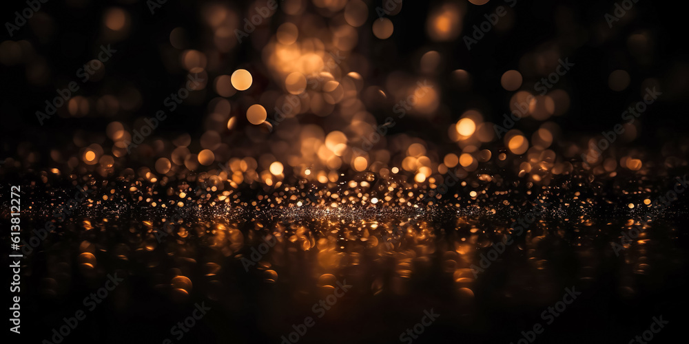 Poster background of abstract bokeh , bokeh of lights on dark background , created with generative ai techn