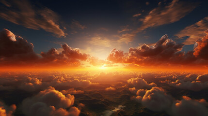 Beautiful sunrise sky background. Created with Generative AI