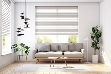Blinds In The Room Scandinavian Style. Generative AI